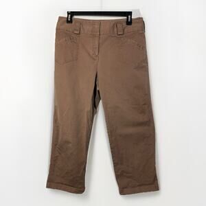 Rafaella Women's Mocha Brown Wide Leg Capri Cropped Pants Size 12 Neutral Y2K